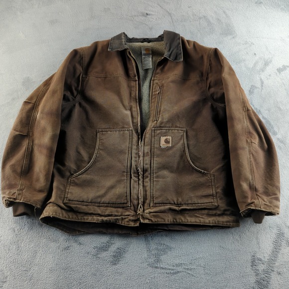 Carhartt Other - Vintage Y2K Carhartt Jacket XL Brown C61 Sandstone Sherpa Lined Coat Sunfade